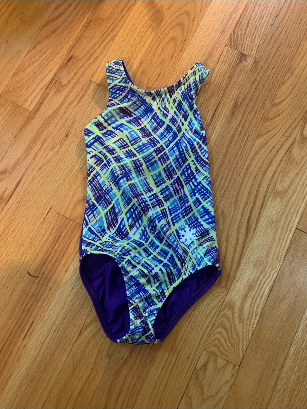 Snowflake gymnastics leotard - purple and green